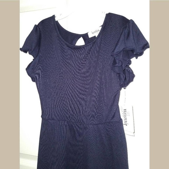 Speechless Girls Navy Flutter Sleeve Dress, Size 10, New - Picture 5 of 6